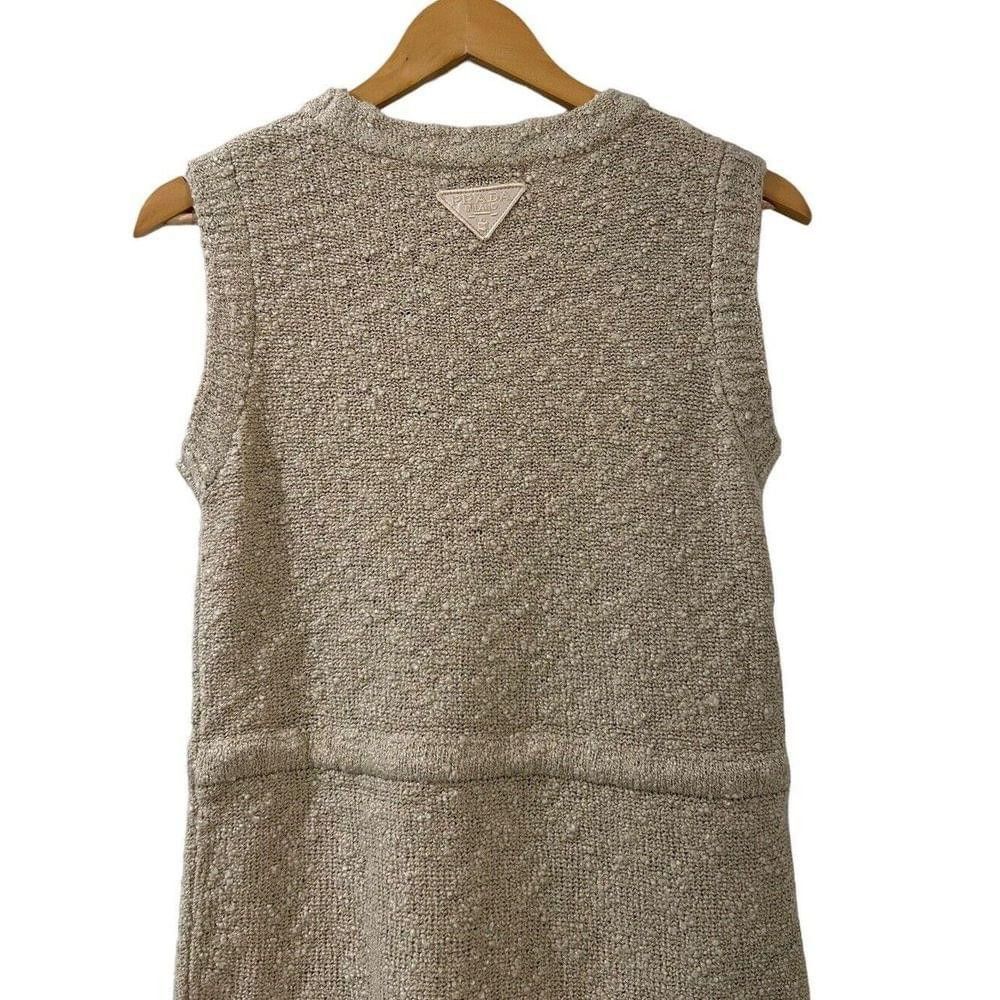 Prada PRADA Boucle Drawstring Mini Dress NWT S Oatmeal Authentic Size S / US 4 / IT 40 - 12 Thumbnail