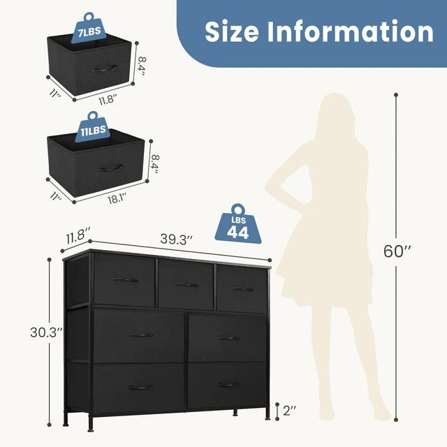Other 7 Fabric Drawers Organizer Storage Closet Chest Size ONE SIZE - 3 Thumbnail
