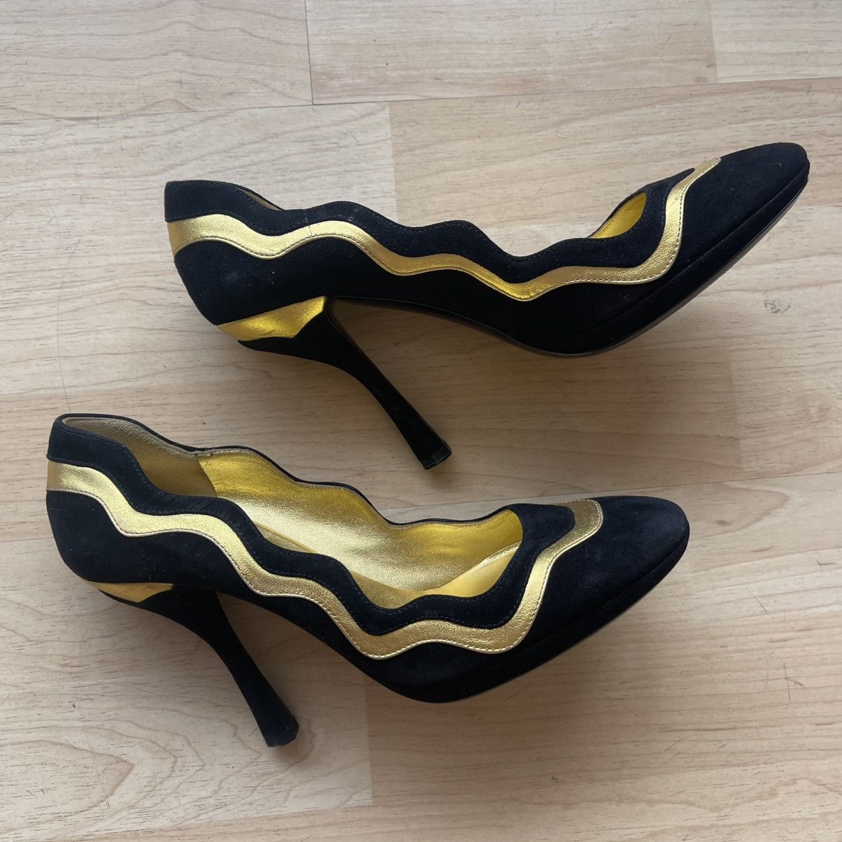 Prada prada s/s 2008 fairytale black and gold heels Size US 8.5 / IT 38.5 - 3 Thumbnail