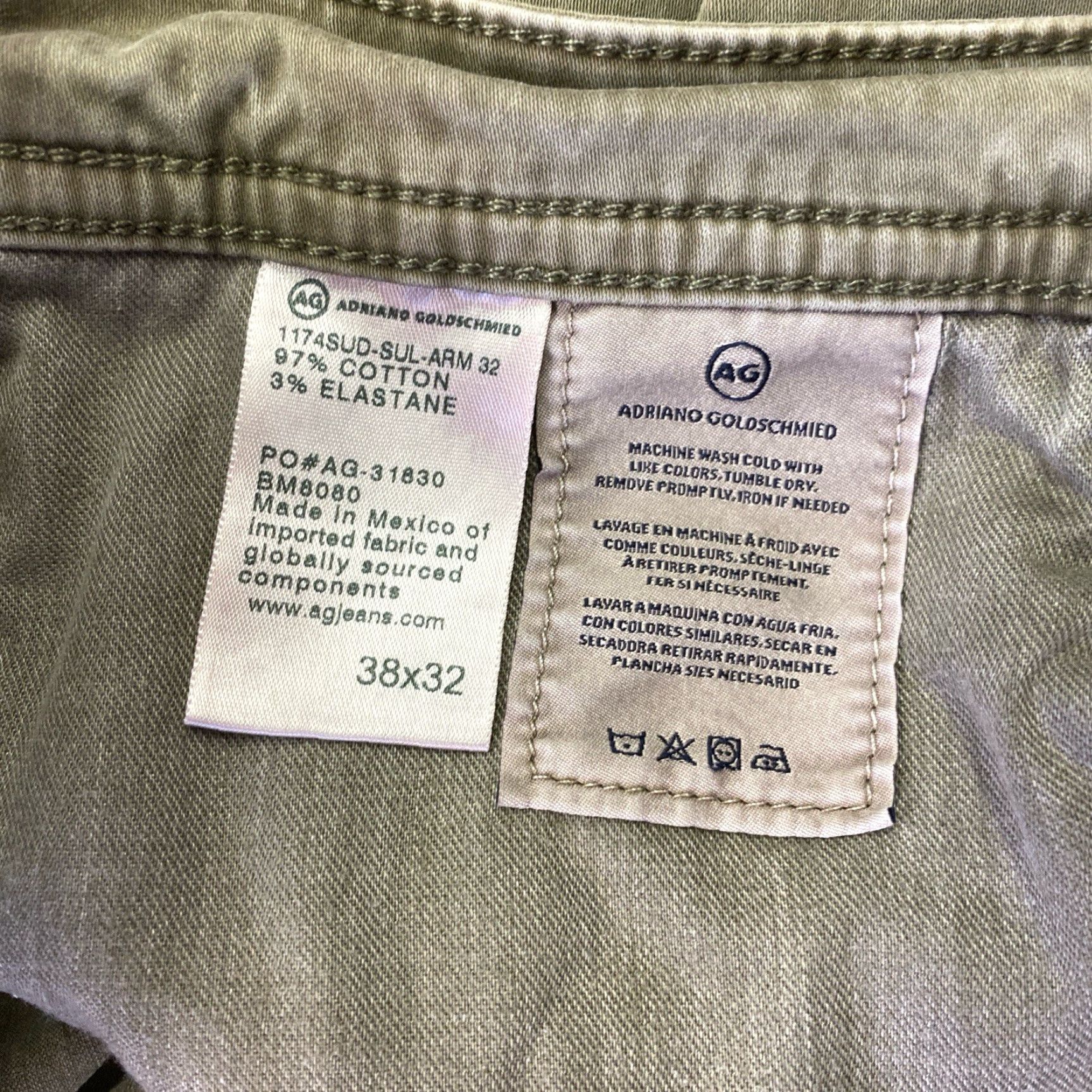Vintage AG Adriano Goldschmied The Graduate Tailored Leg Pants 39x32 Beige Cotton Elastane Regular Mens Size US 39 - 5 Thumbnail