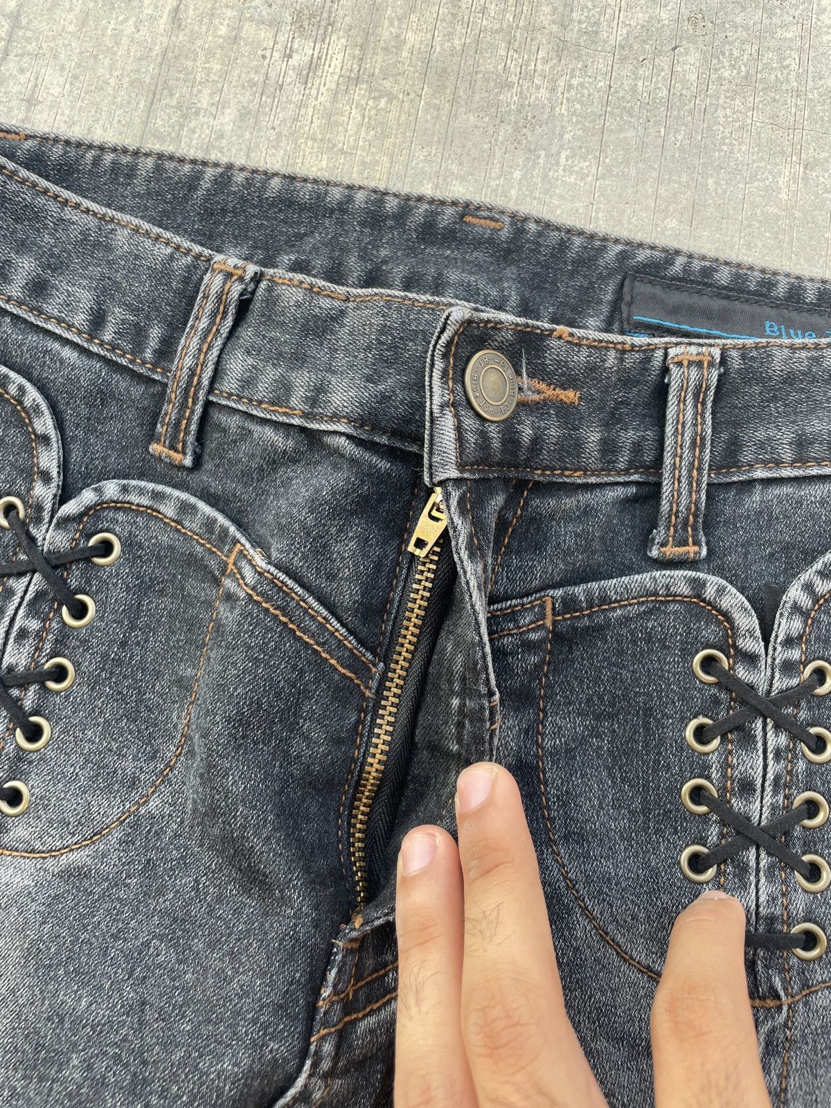 Japanese Brand 2000s JAPANESE BRAND BLUE JAM LACES UP FLARE JEANS Size US 27 - 4 Thumbnail