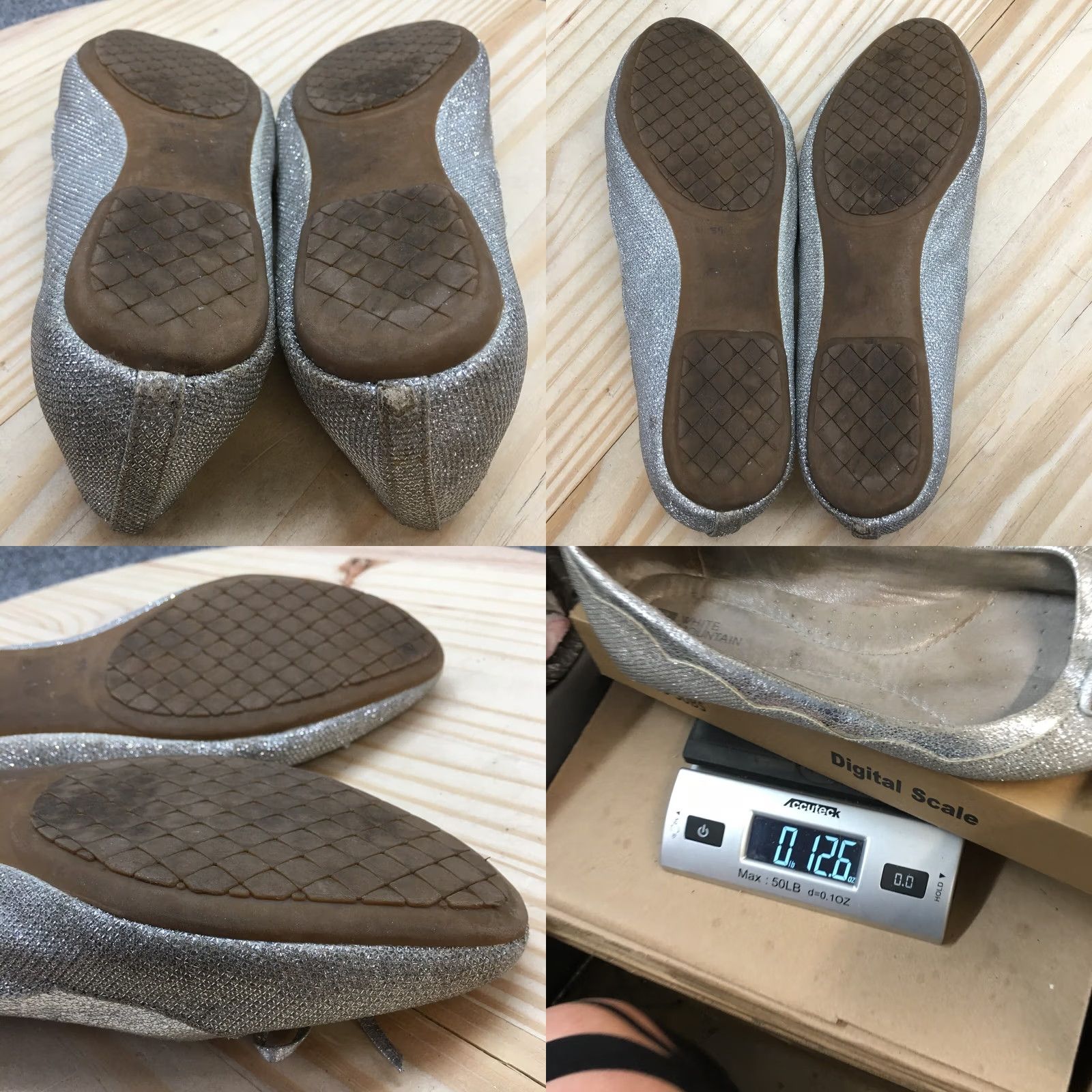 Vintage White Mountain Shoes Womens Cece Ballet Flats Silver Fabric Casual Low Top 9.5 M/US Size L / US 10 / IT 46 - 10 Thumbnail