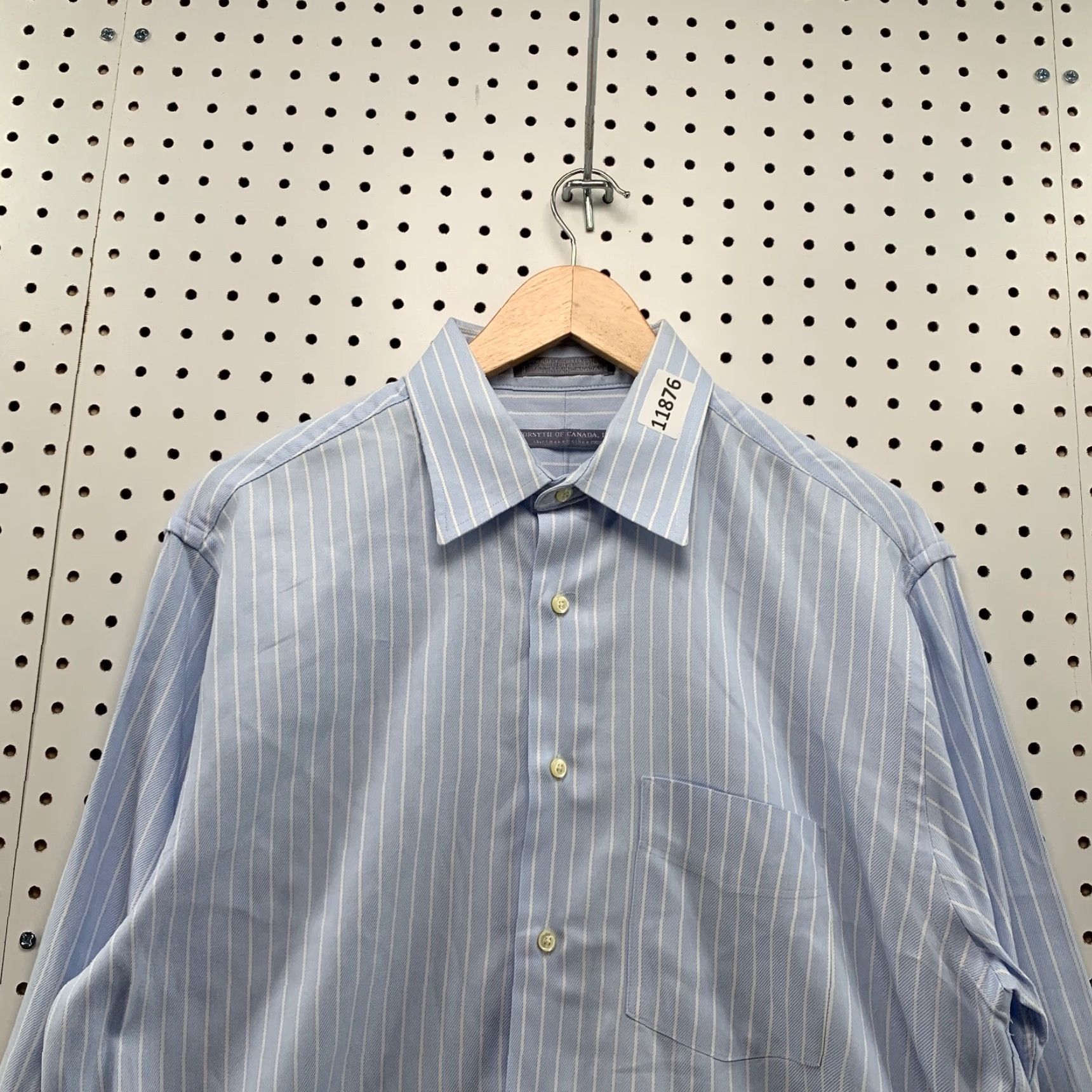 Vintage Forsyth Of Canada Shirt 15.5 Regular Blue Striped Button-Up Mens Size US L / EU 52-54 / 3 - 2 Thumbnail