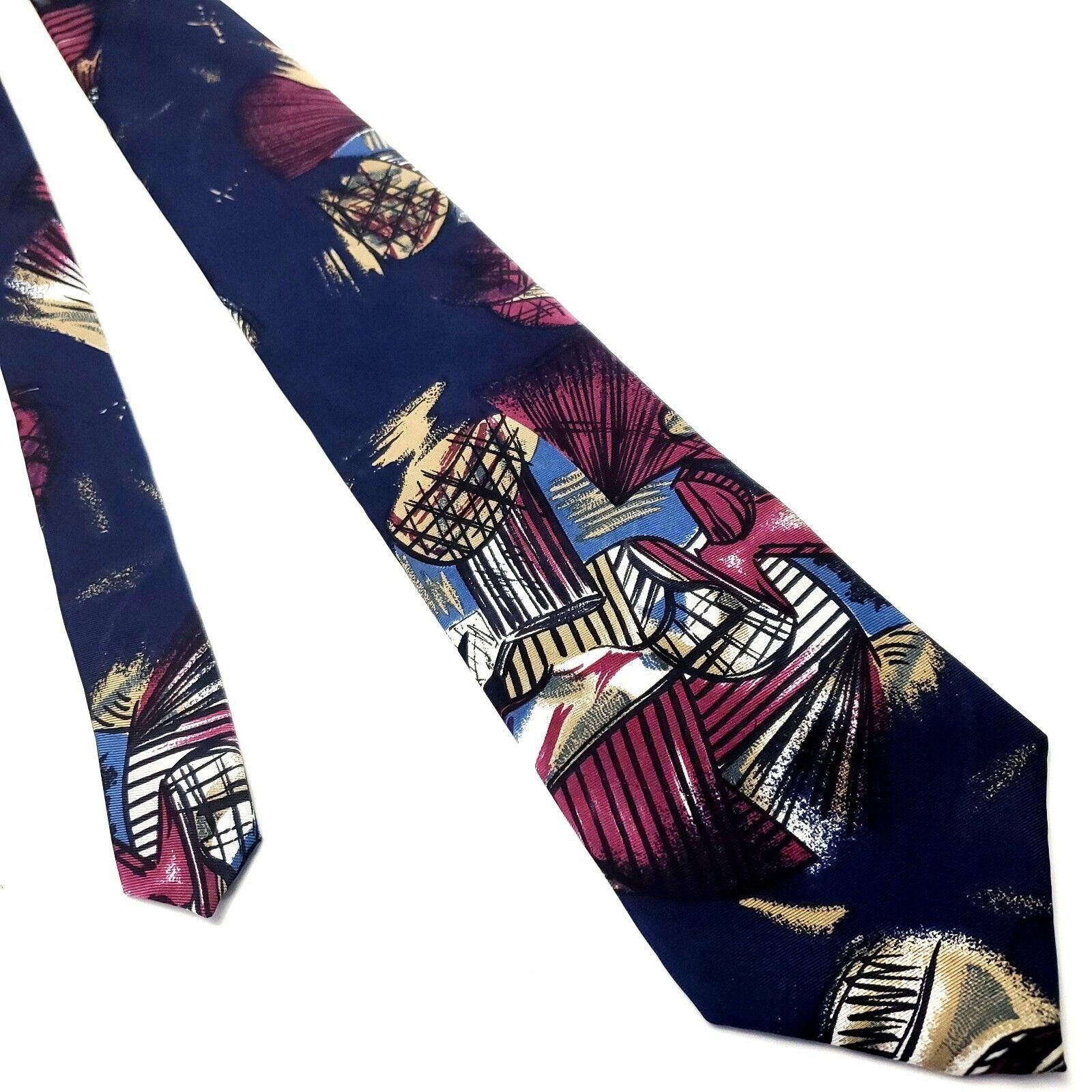 Henry Grethel Henry Grethel Multi Colored Silk Tie Woven Short Wide Graphi Size ONE SIZE - 1 Thumbnail