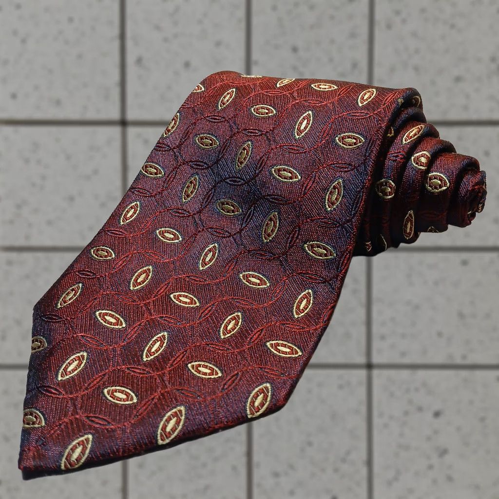 Vintage VILLA BOLGHERI Silk Tie Geometric Pattern Red Black Italy Men Classic 57"-60" width Classic Designer Neckwear Size ONE SIZE - 1 Thumbnail