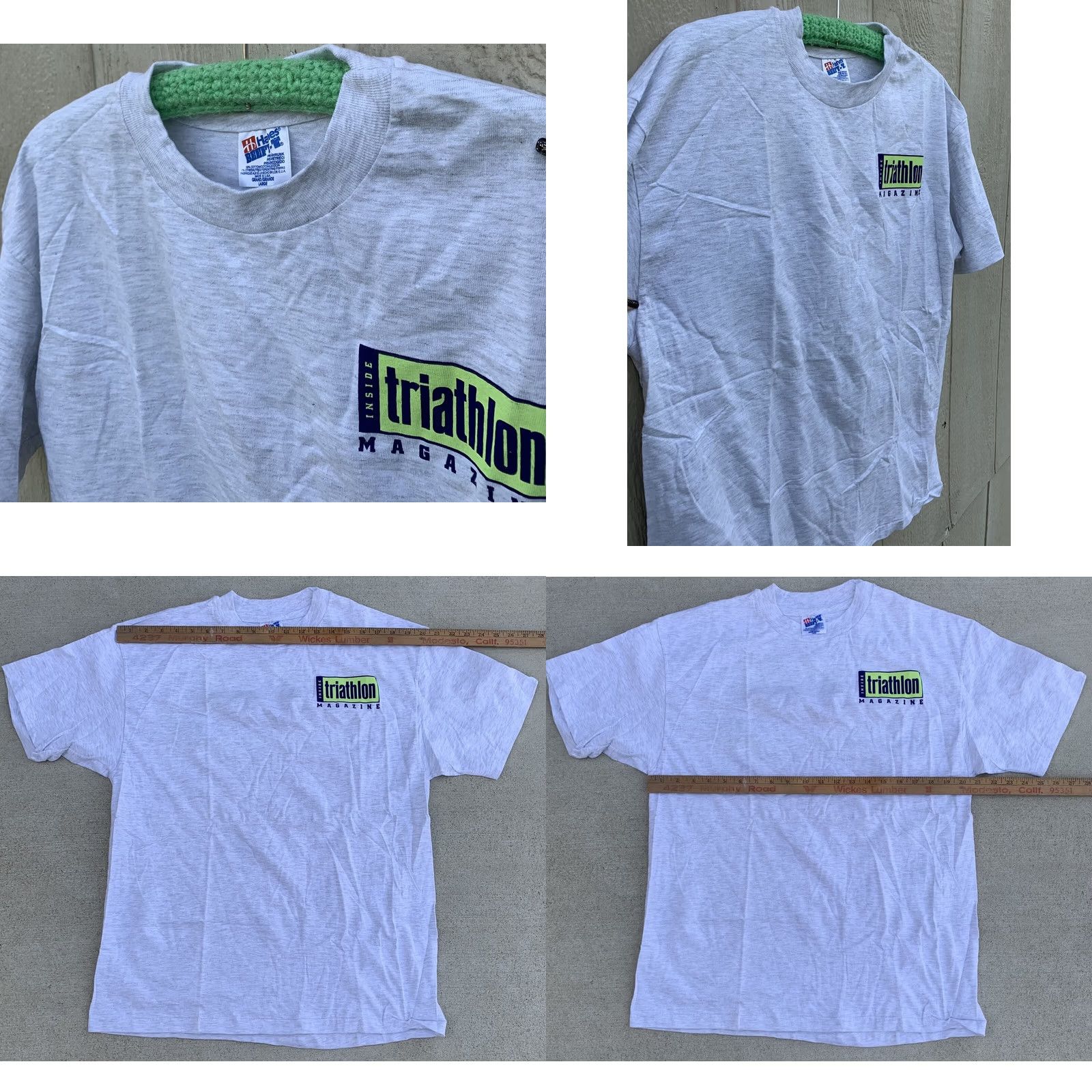 Hanes VINTAGE Hanes Beefy-T T-Shirt Mens Short Sleeve Crew Neck Gray Cotton Size L 1990s Inside Triathlon Magazine Graphic Print Size US L / EU 52-54 / 3 - 8 Thumbnail
