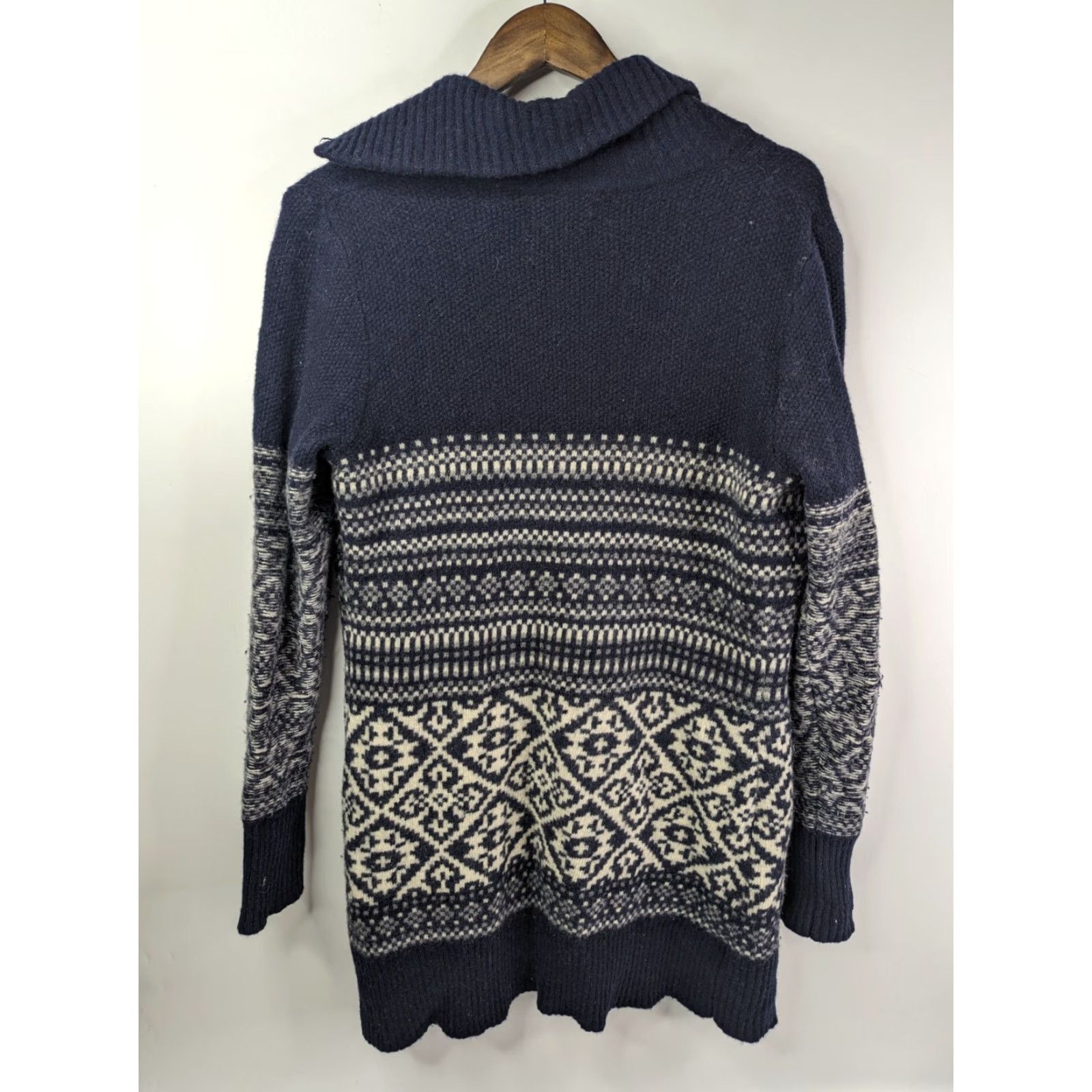 Vintage **Telluride Fair Isle Wool Knit Cardigan Dress L Womens Navy** User: **Telluride Fair Isle Lambswool Blend Cardigan Dress L Womens Navy** Size L / US 10 / IT 46 - 6 Thumbnail
