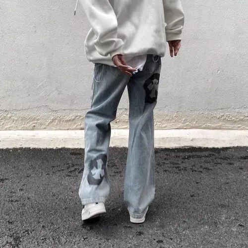 Japanese Brand × Jean Street hip hop grunge ripped cross wide leg jeans Size US 32 / EU 48 - 2 Thumbnail