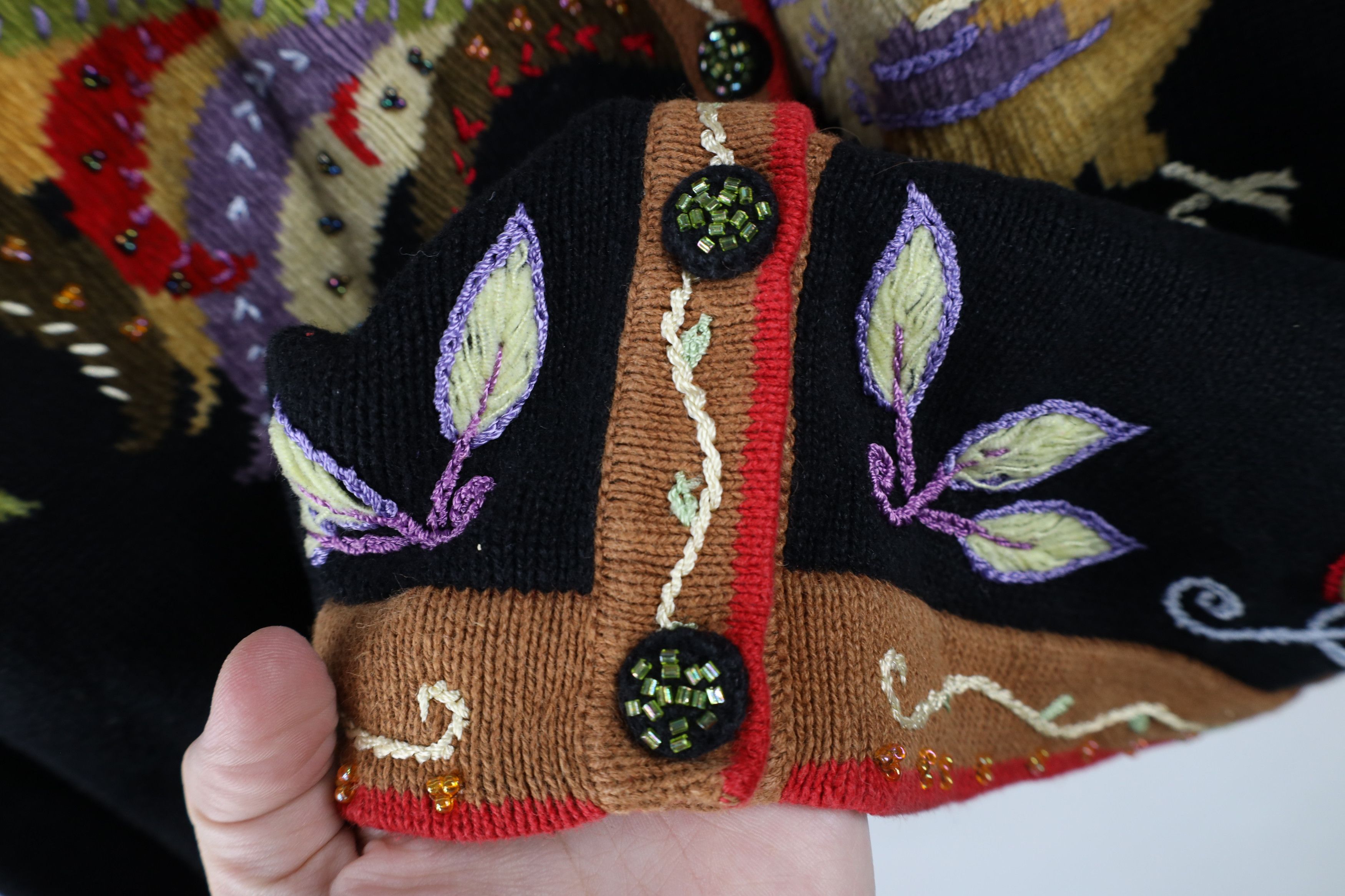 Vintage Vintage 90s Streetwear Embroidered Chicken Cardigan Sweater Size L / US 10 / IT 46 - 5 Thumbnail