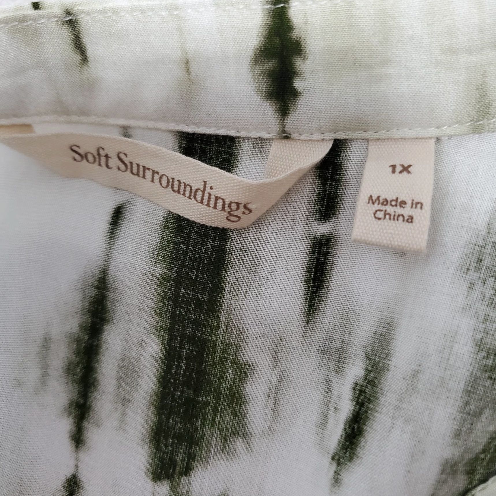 Soft Surroundings VINTAGE Soft Surroundings Melody Maxi Dress Women 1X Green Tie Dye Pockets Side Zip Boho Size XL / US 12-14 / IT 48-50 - 3 Thumbnail