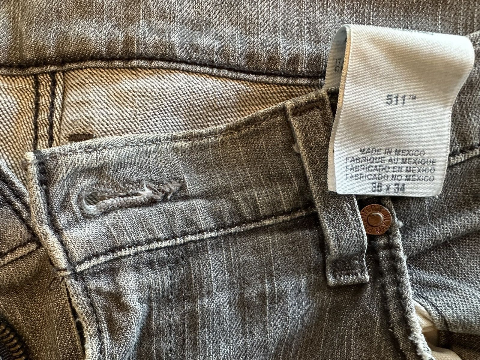 Levi's 36 x 34 Levis 511 mens jeans washed grey Size US 36 / EU 52 - 4 Thumbnail