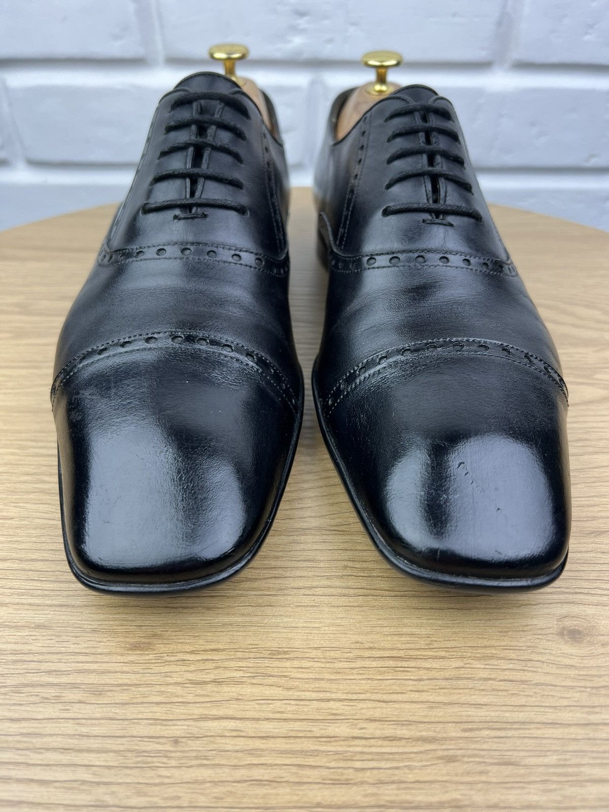 Gucci GUCCI Oxfords Leather Shoes Lace Up Back Logo Black Men’s Size US 10 / EU 43 - 8 Thumbnail