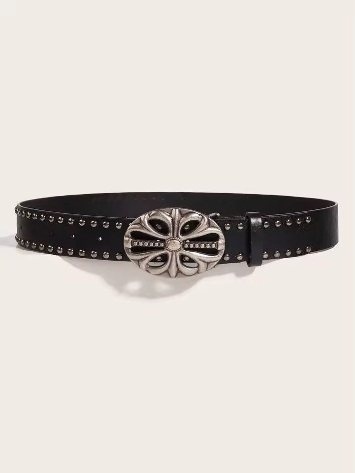 Japanese Brand Y2K 2000s cross studded goth emo black belt Size ONE SIZE - 2 Thumbnail