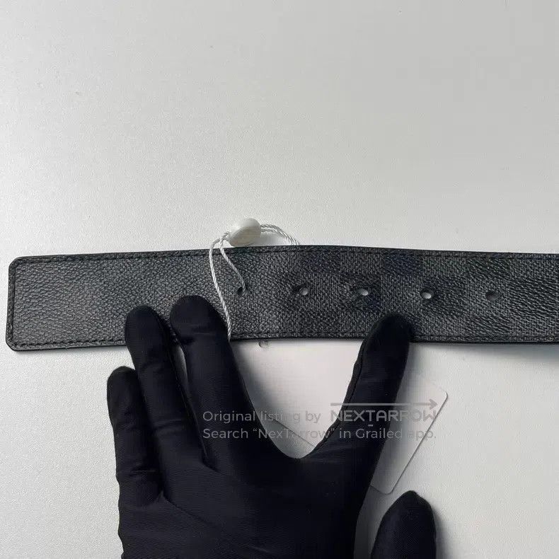 Louis Vuitton Louis Vuitton Black Checkerboard Letter Leather Belt Size ONE SIZE - 4 Thumbnail