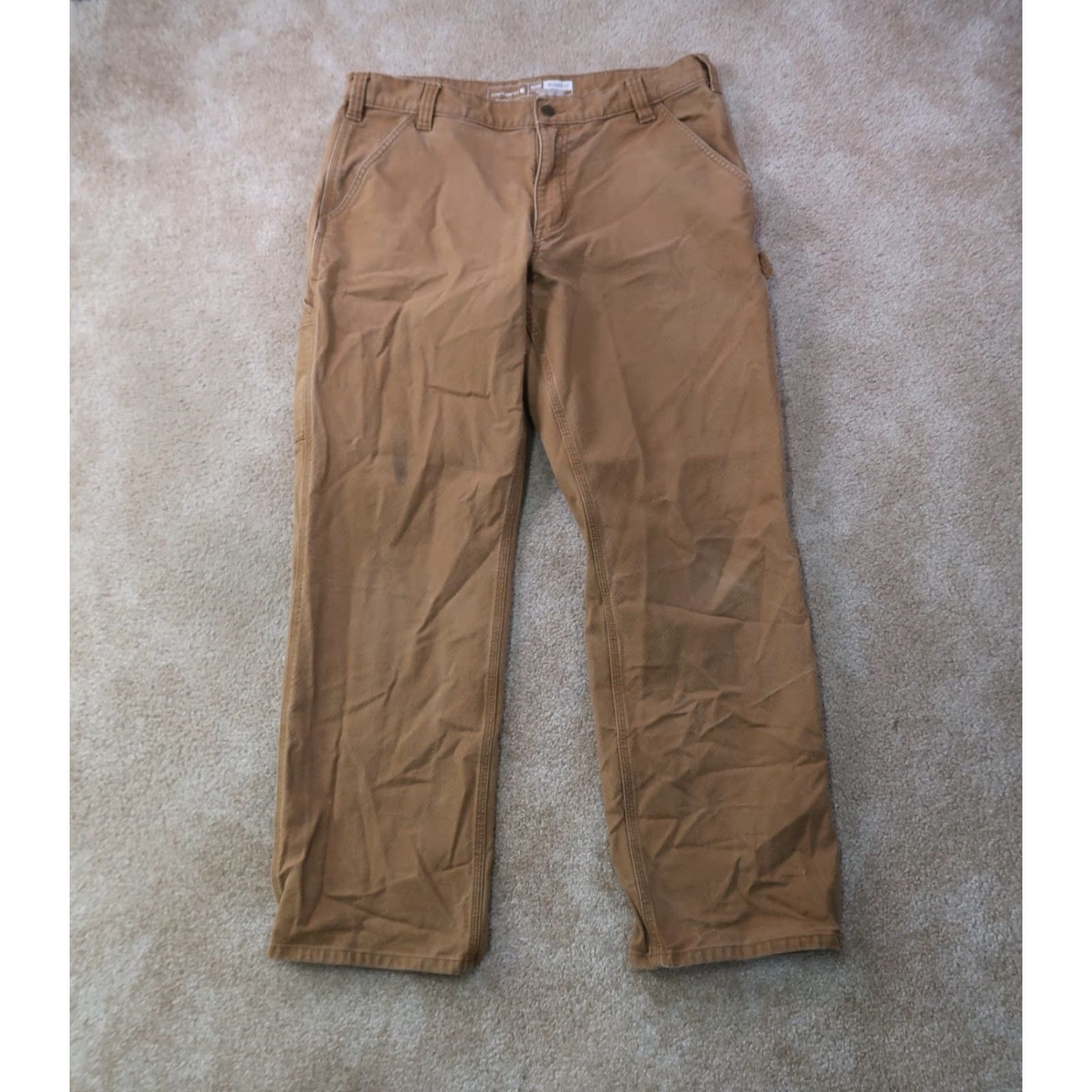 Carhartt VINTAGE Carhartt Relaxed Duck utility work Pants Men 36x32 Beige Rugged Flex Size US 36 / EU 52 - 2 Thumbnail