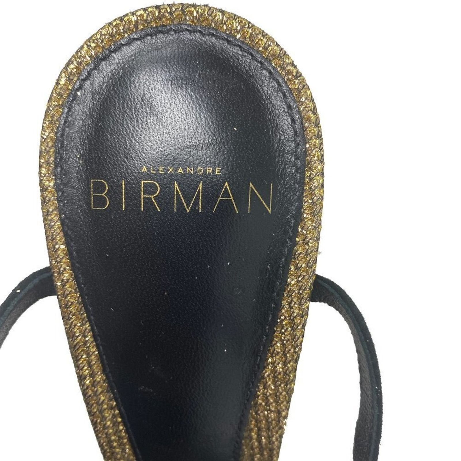 Alexandre Birman Alexandre Birman Black Suede Gold Metallic Platform Sandals Size US 7 / IT 37 - 6 Thumbnail