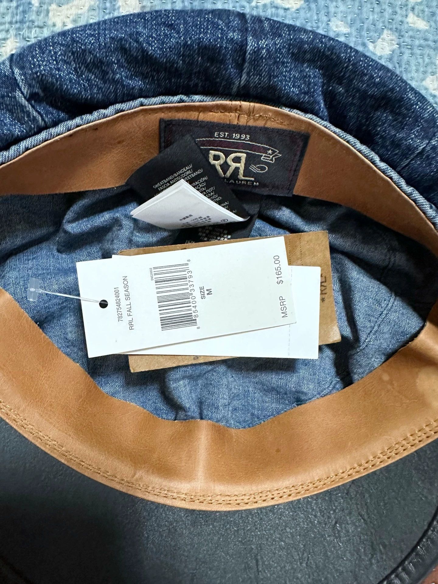 RRL Ralph Lauren RRL Denim & Leather Newsboy Hat M New With Tags Size ONE SIZE - 2 Thumbnail