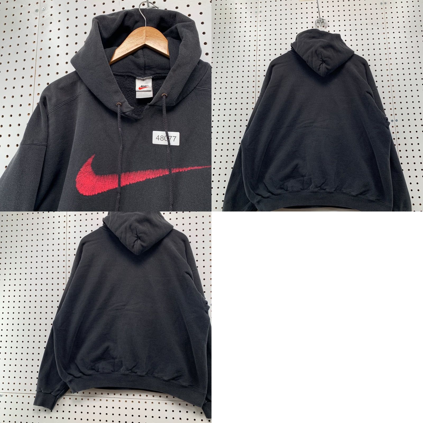 Nike VINTAGE Nike Hoodie Sweatshirt Men L Black Center Swoosh Essential 90s Theme Mens Size US L / EU 52-54 / 3 - 10 Thumbnail