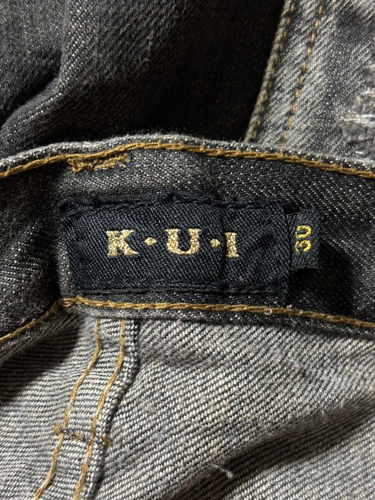 Japanese Brand 2000’s K.U.I - Japanese Archive’s Splash Ripped Flared Jeans Size US 30 / EU 46 - 8 Thumbnail