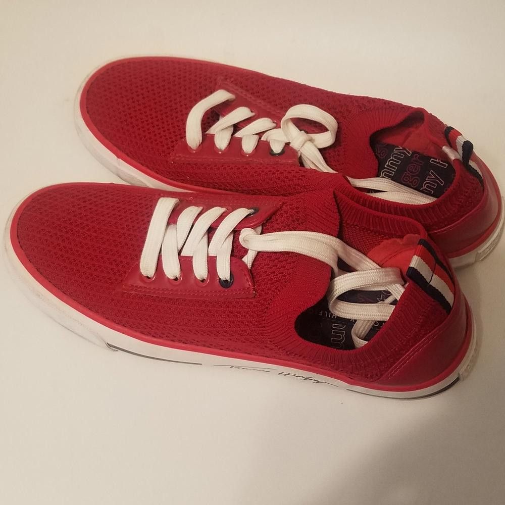 Designer Tommy Hilfiger Gessie Stylish Red Sneakers Size 8 Size US 8 / IT 38 - 2 Thumbnail