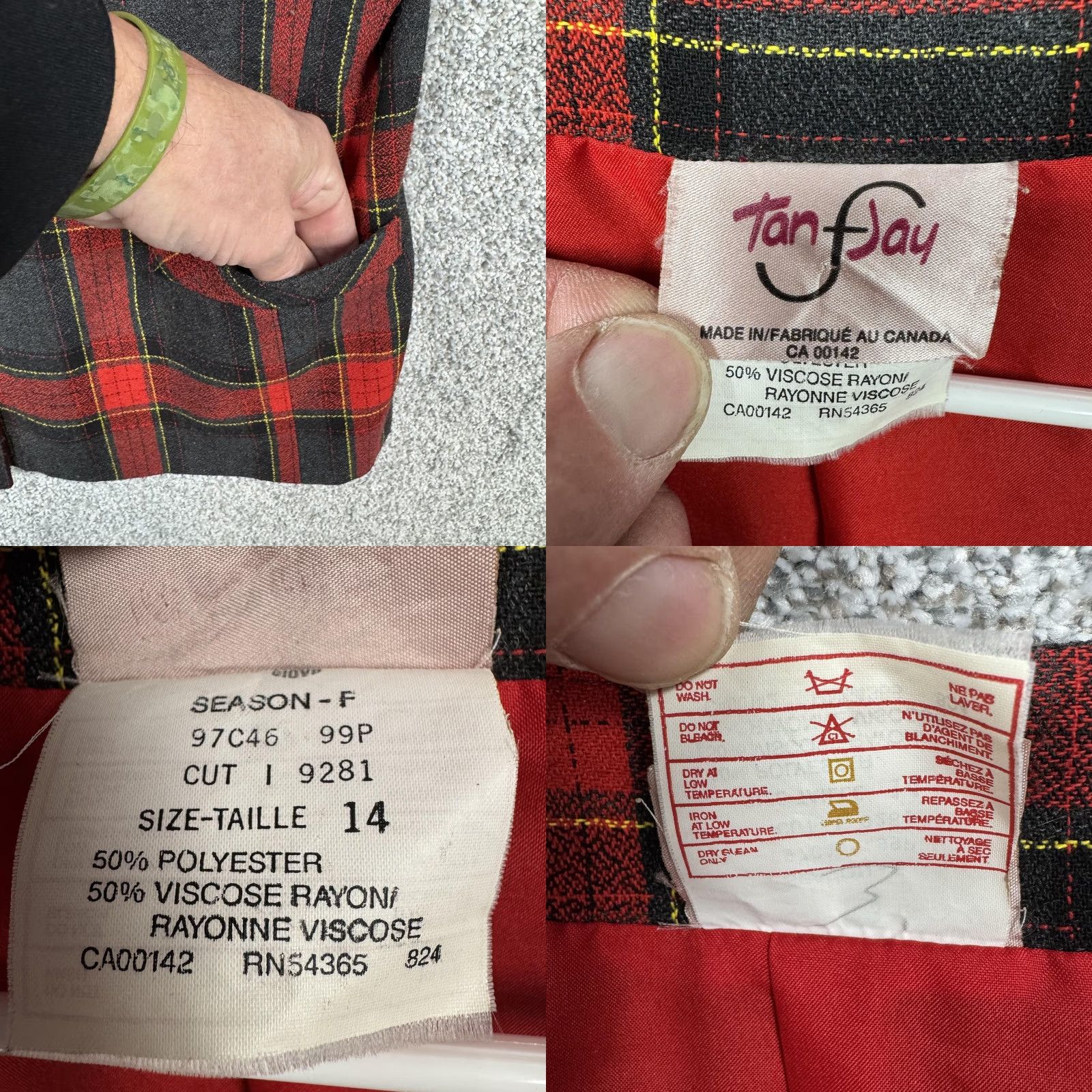 Vintage VINTAGE 90s Tan Jay Blazer Women 14 Red Plaid Tartan Shoulder Pads Preppy Retro Classic 80s 90s Blazer Women Size XL / US 12-14 / IT 48-50 - 8 Thumbnail