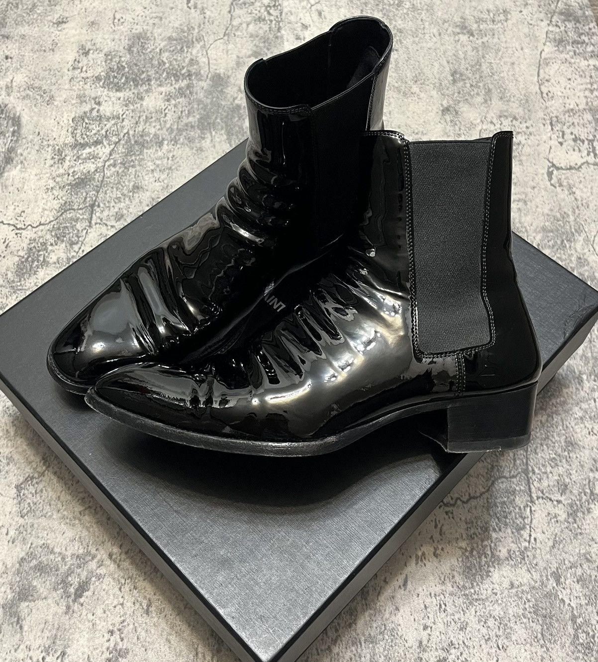 Saint Laurent Glossy Wyatt Boots Black