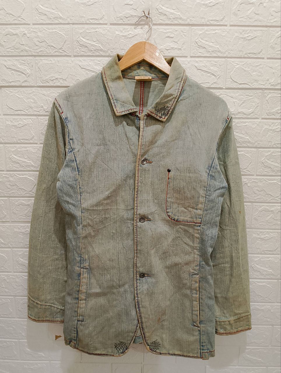 Japanese Brand Vintage ROYAL BLUE Distressed Denim Jacket Size L / US 10 / IT 46 - 1 Thumbnail