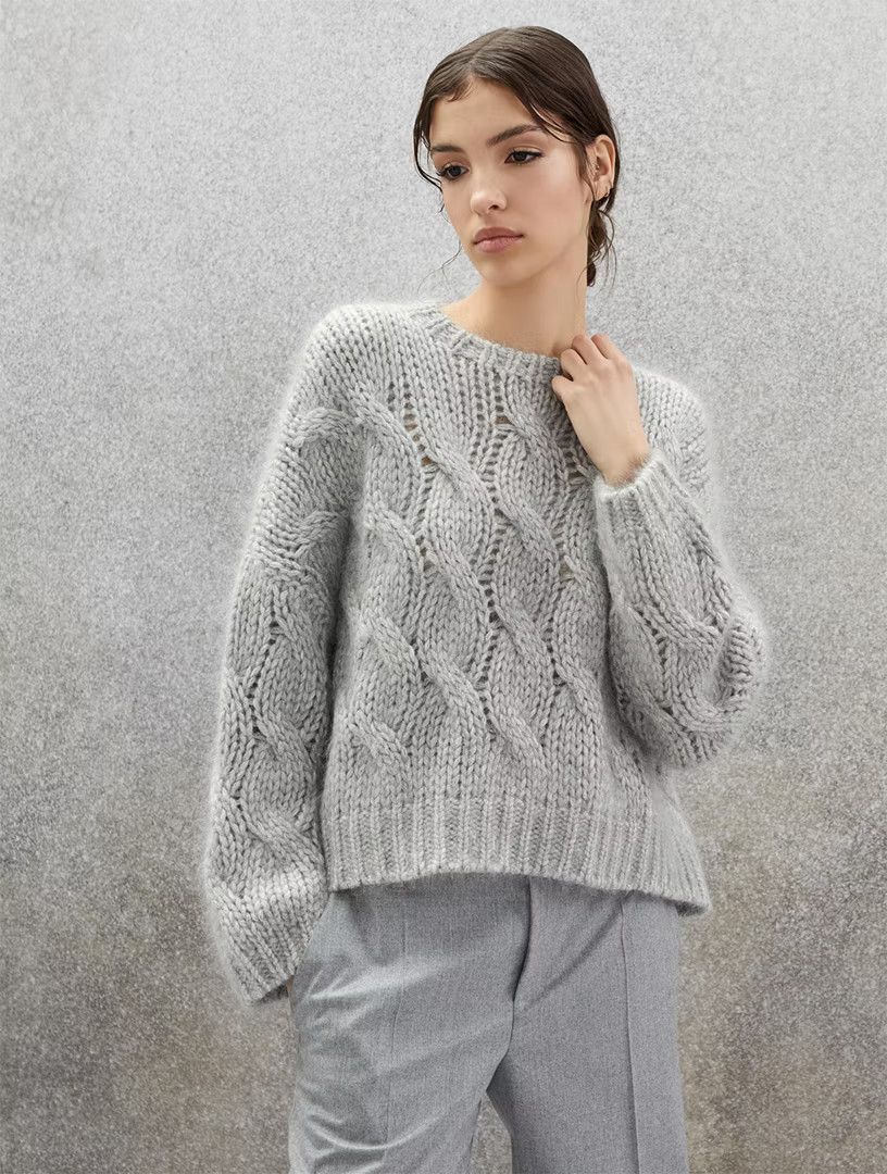 Brunello Cucinelli o1la1rc1a0325 Knitted Sweater in Dark Grey Size L / US 10 / IT 46 - 2 Thumbnail
