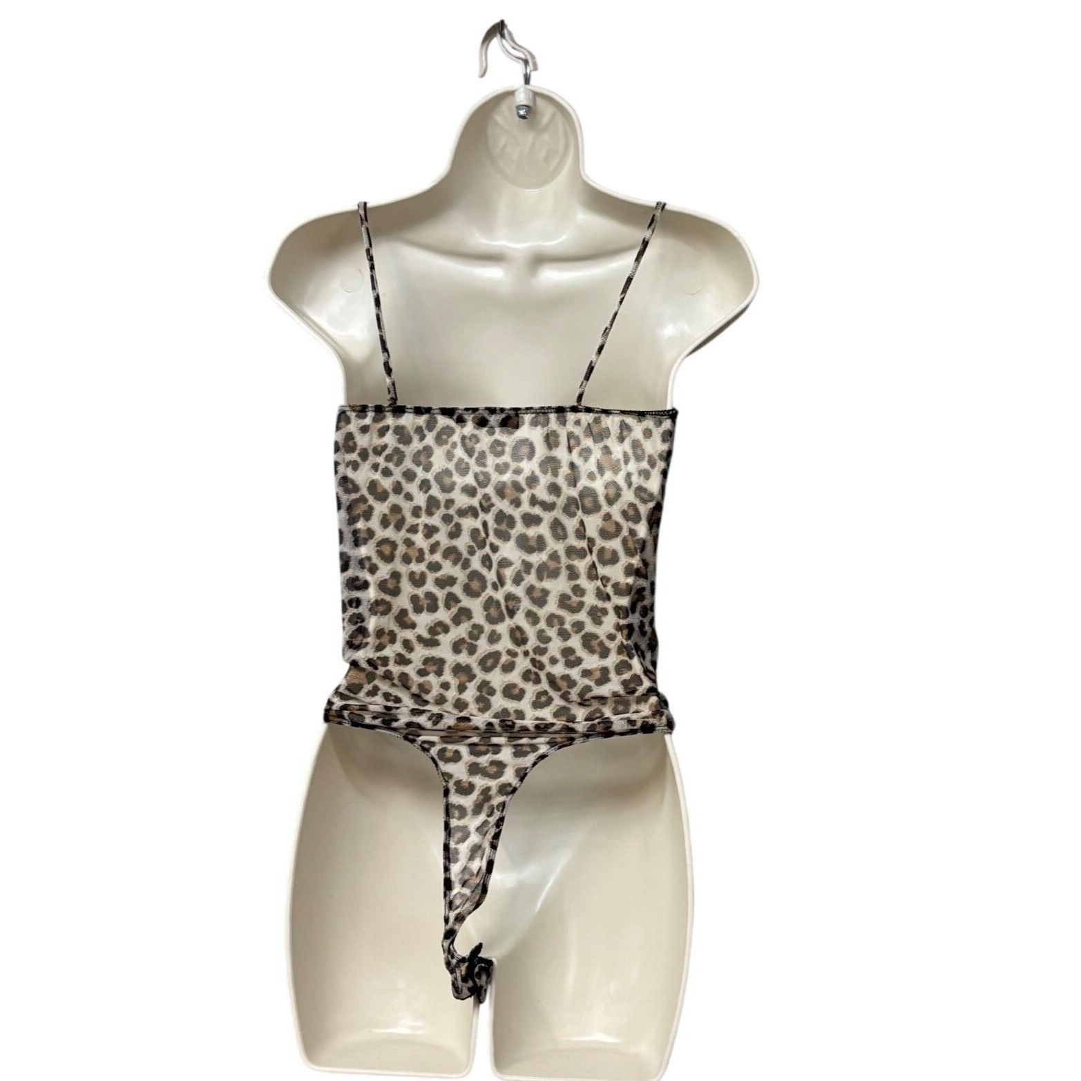 Other 21 Saints Leopard Print Sheer Mesh Bodysuit, Brown, Sz. L Size L / US 10 / IT 46 - 4 Thumbnail