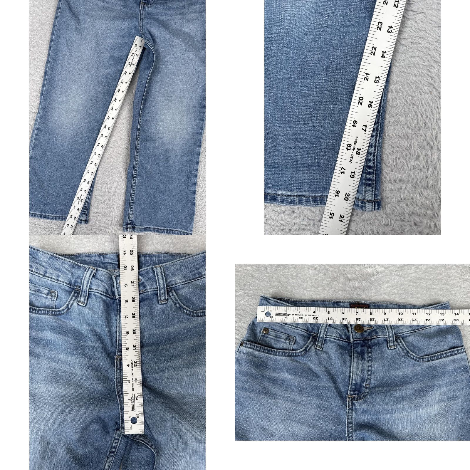 Lee Lee Capri Jeans Womens 8M Blue Med Wash Mid Rise Stretch Crop Denim 26x21 Jeans Womens Capris 90s Mens? Size 30" / US 8 / IT 44 - 8 Thumbnail