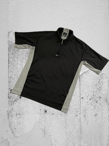 Nike × Vintage Vintage Nike Big Swoosh Logo Drill T-Shirt Y2K Size US S / EU 44-46 / 1 - 1 Thumbnail