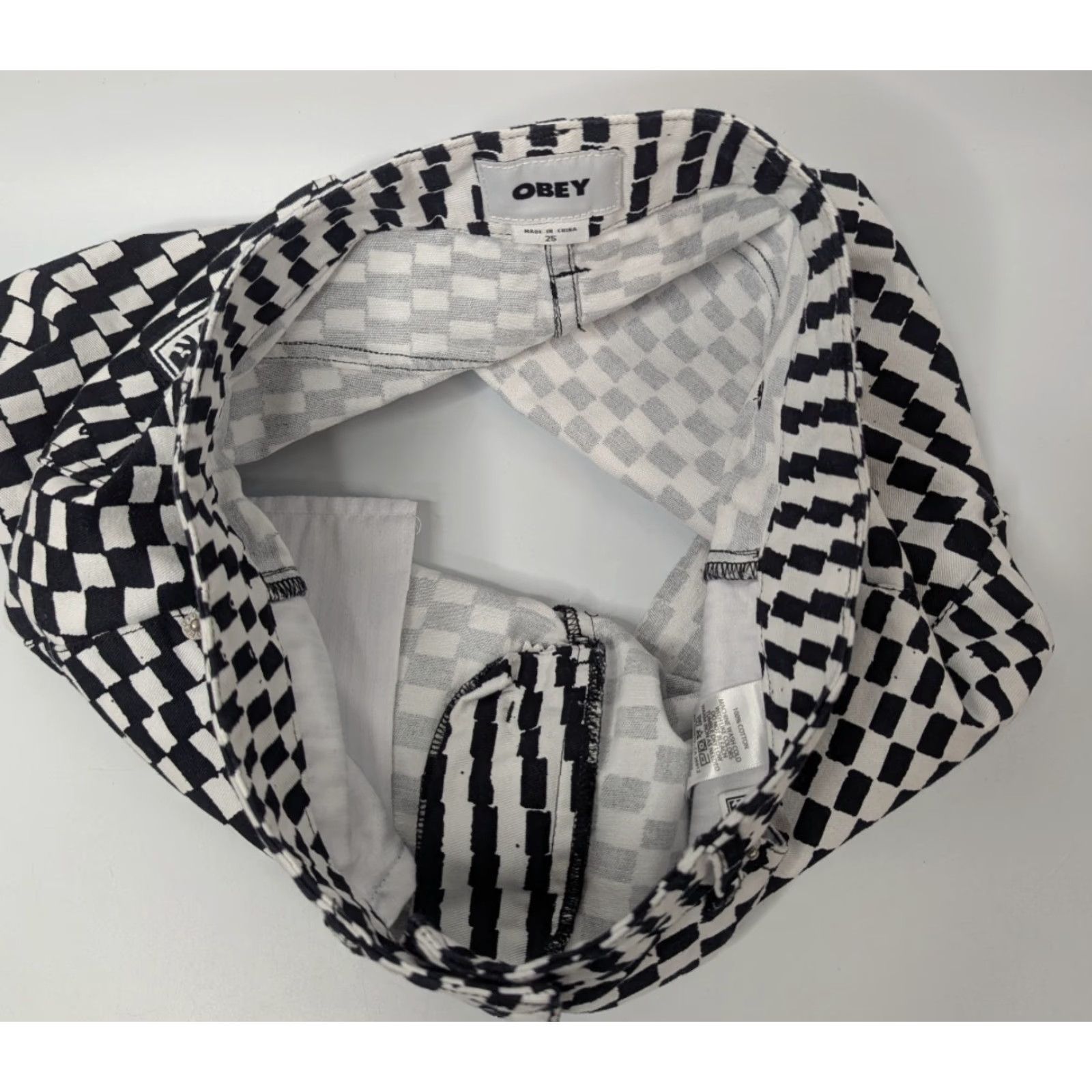 Obey OBEY Black White Checkered Skirt Women's 25 Punk Grunge Emo Skate Hesh Mini Size 42" / US 20 - 6 Thumbnail