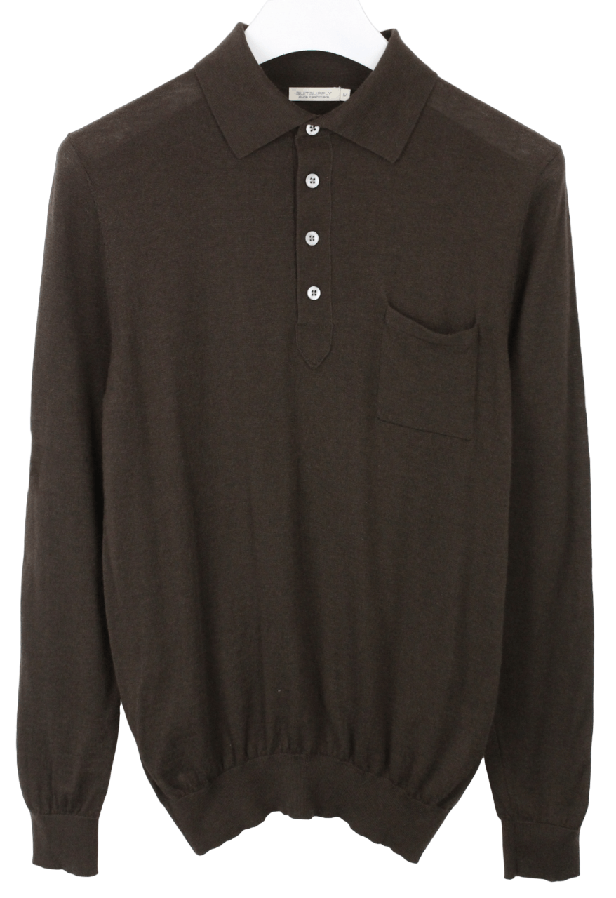 image of Suitsupply Pure Cashmere Jumper Men's Medium Pullover Polo in Brown