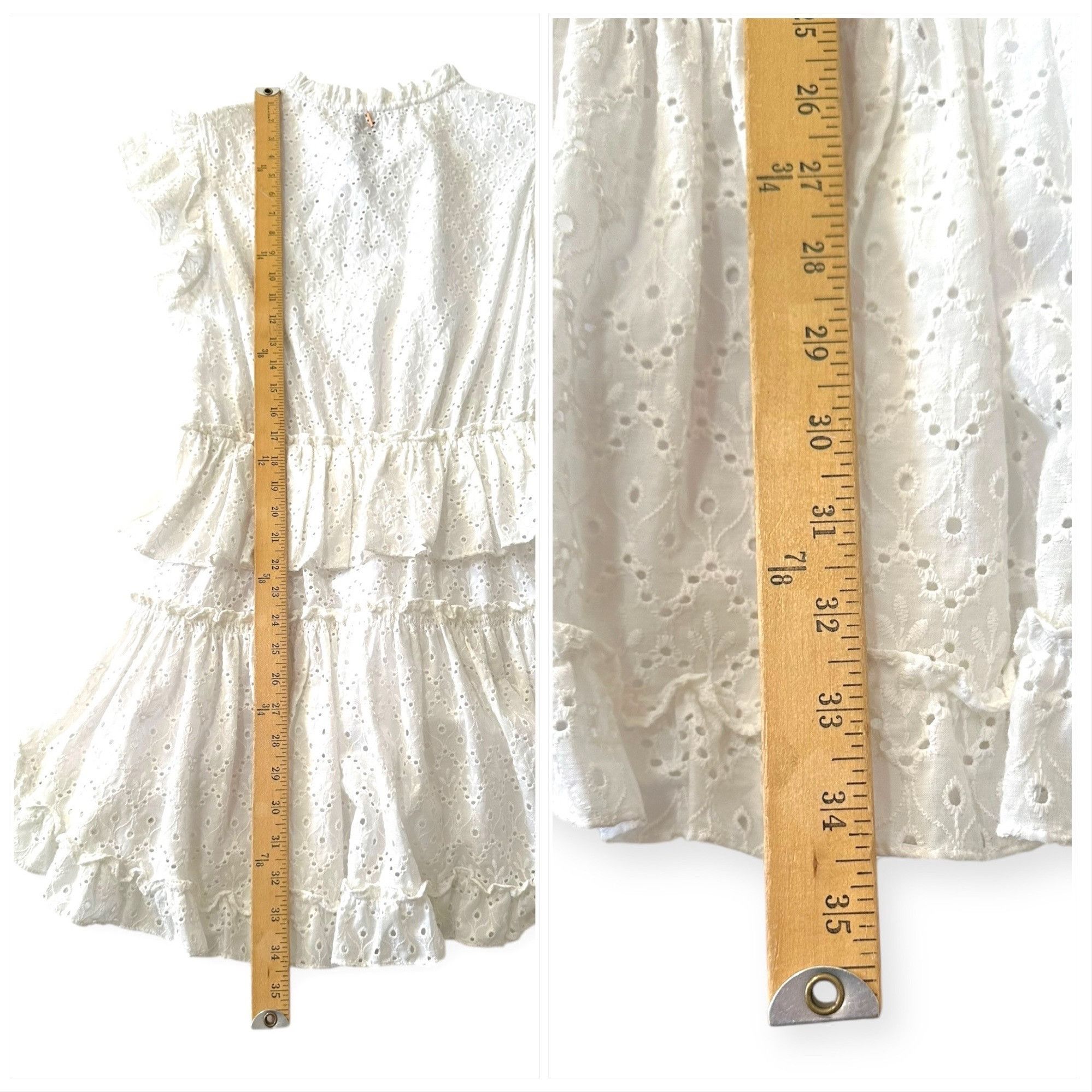 MISA Los Angeles MISA LOS ANGELES Iliana Tiered Eyelet Mini Dress , Size L, W Size L / US 10 / IT 46 - 13 Thumbnail