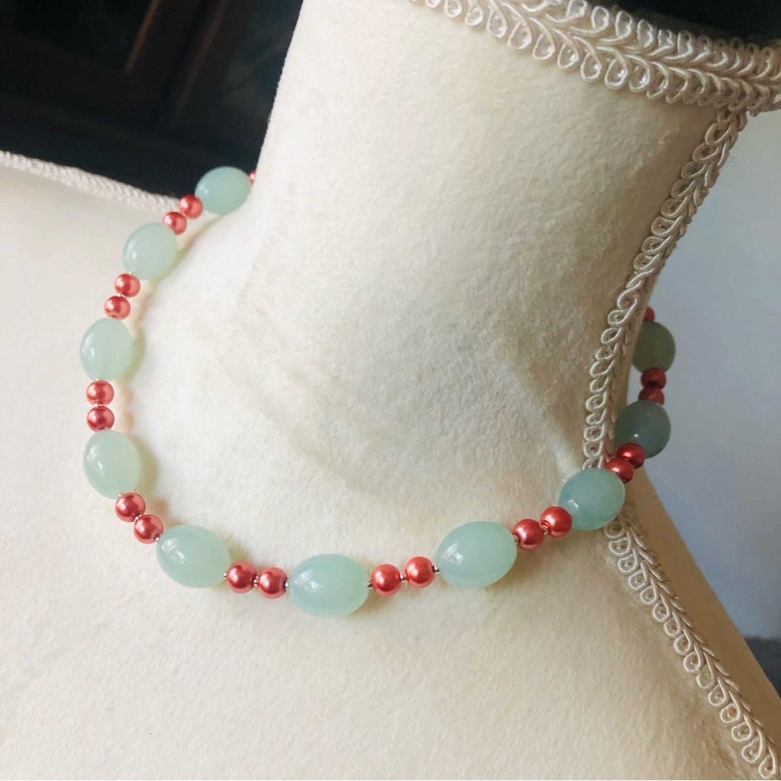 Handmade Handcrafted repurpose barrel opalite Pearl necklace Size ONE SIZE - 4 Thumbnail