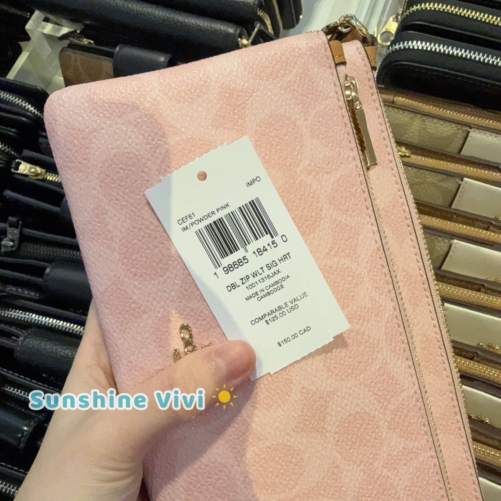 Coach NWT Coach Double Zip Wristlet With Charms CEF61 Powder Pink Size ONE SIZE - 9 Thumbnail