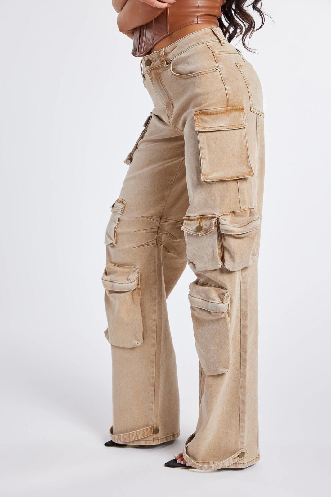Other Light Washed Cargo Jeans by WFFS Size 32" / US 10 / IT 46 - 9 Thumbnail