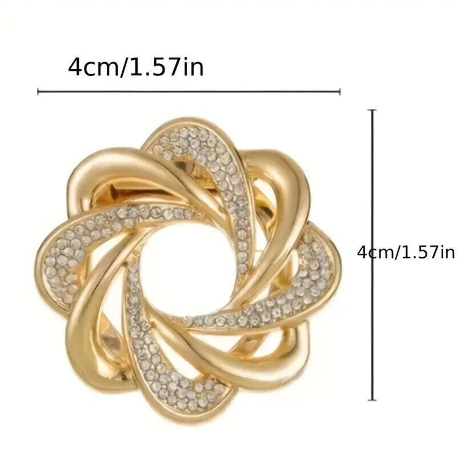 Other Dazzling Rhinestone Flower Brooch •Pave Set •Gold Tone Swirl Size ONE SIZE - 3 Thumbnail