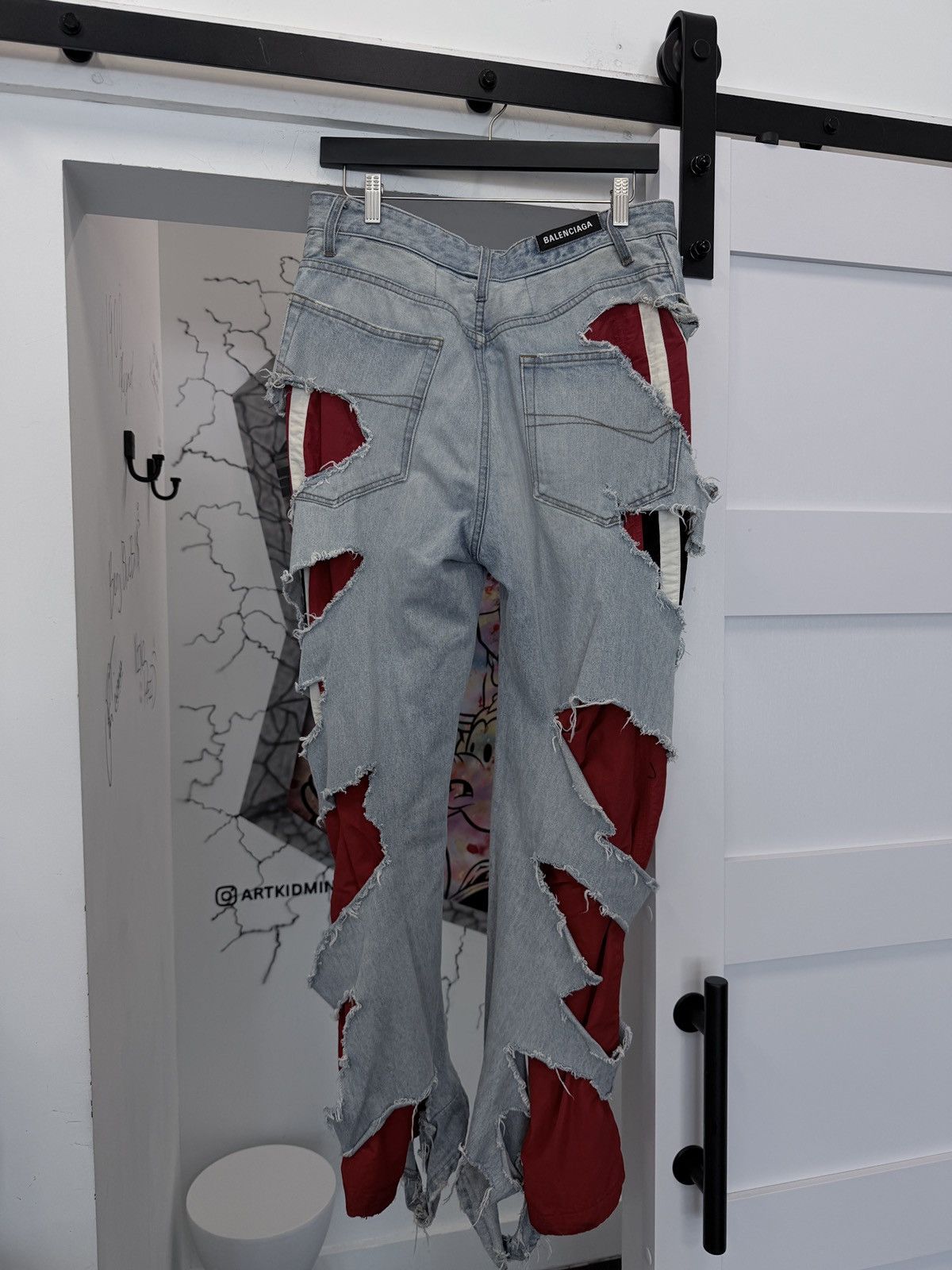 Balenciaga Balenciaga Slashed Sporty B Track Hybrid Denim jeans Size US 34 / EU 50 - 2 Thumbnail