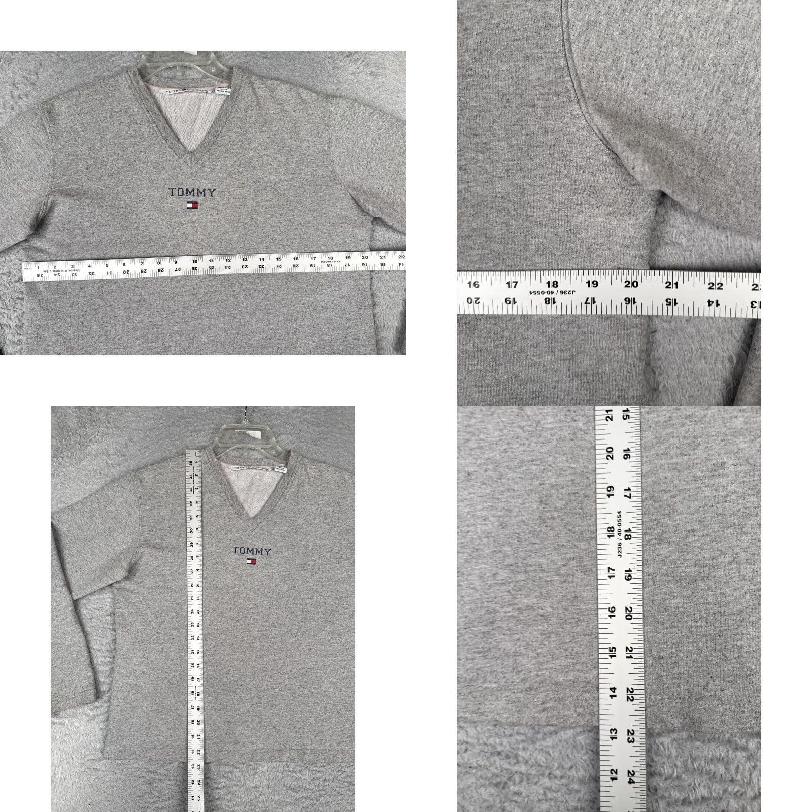 Tommy Hilfiger Tommy Hilfiger Sweater Womens M Gray V-Neck Pullover Logo Casual Regular Knit Terry Cotton Blend Hardwearing Size M / US 6-8 / IT 42-44 - 8 Thumbnail