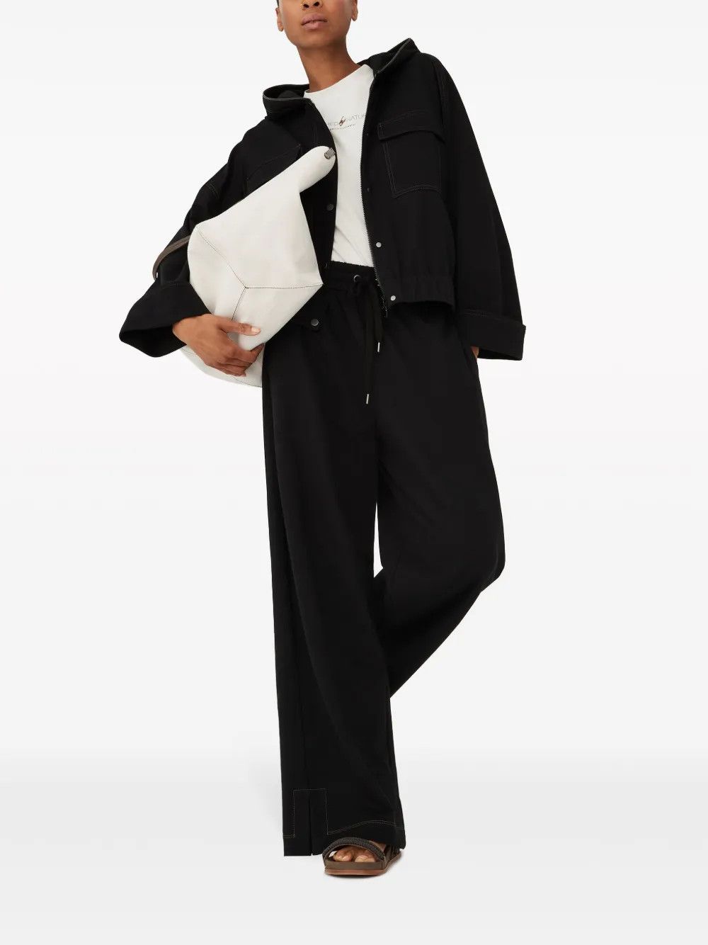 Brunello Cucinelli o1la1rc1a0325 T-shirt With Letters in White Size S / US 4 / IT 40 - 3 Thumbnail