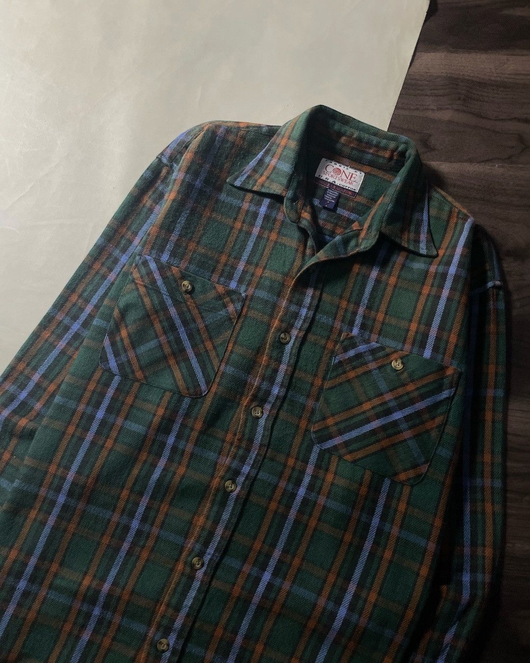 Japanese Brand Heavy Flannel Shirt Double Pocket CONE Size Fit XL Size US XL / EU 56 / 4 - 3 Thumbnail