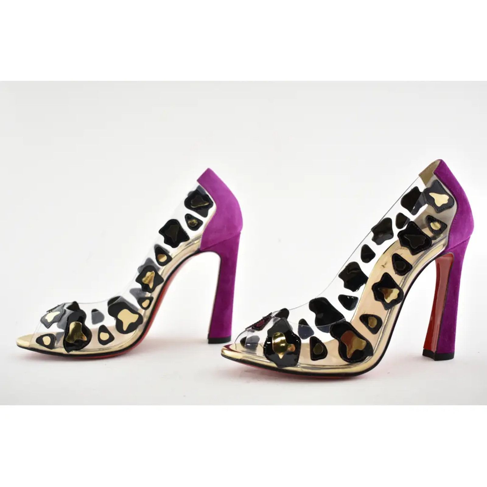 Christian Louboutin Christian Louboutin Parsefal 100 Black Gold PVC Patent Size US 7.5 / IT 37.5 - 9 Thumbnail