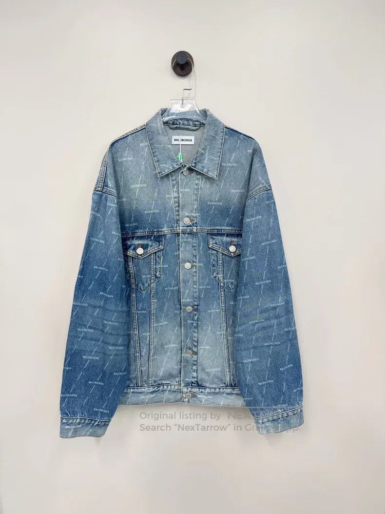 Balenciaga Balenciaga Blue Logo Printed Denim Jacket Size XS / US 0-2 / IT 36-38 - 1 Thumbnail