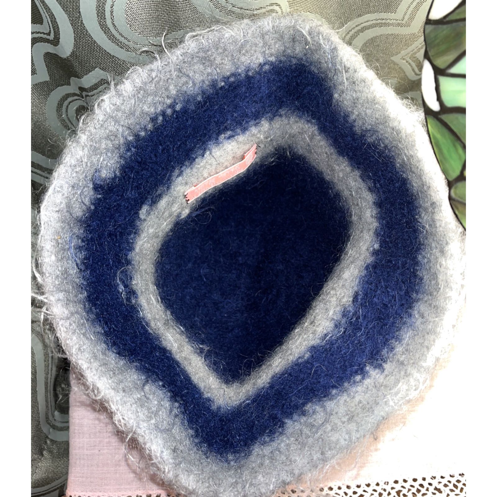 Vintage VINTAGE Style Bucket Hat Wool Blue & Gray Stripe One Size Women Boho Grunge Hipster Winter Fall Handmade Hat Size ONE SIZE - 4 Thumbnail
