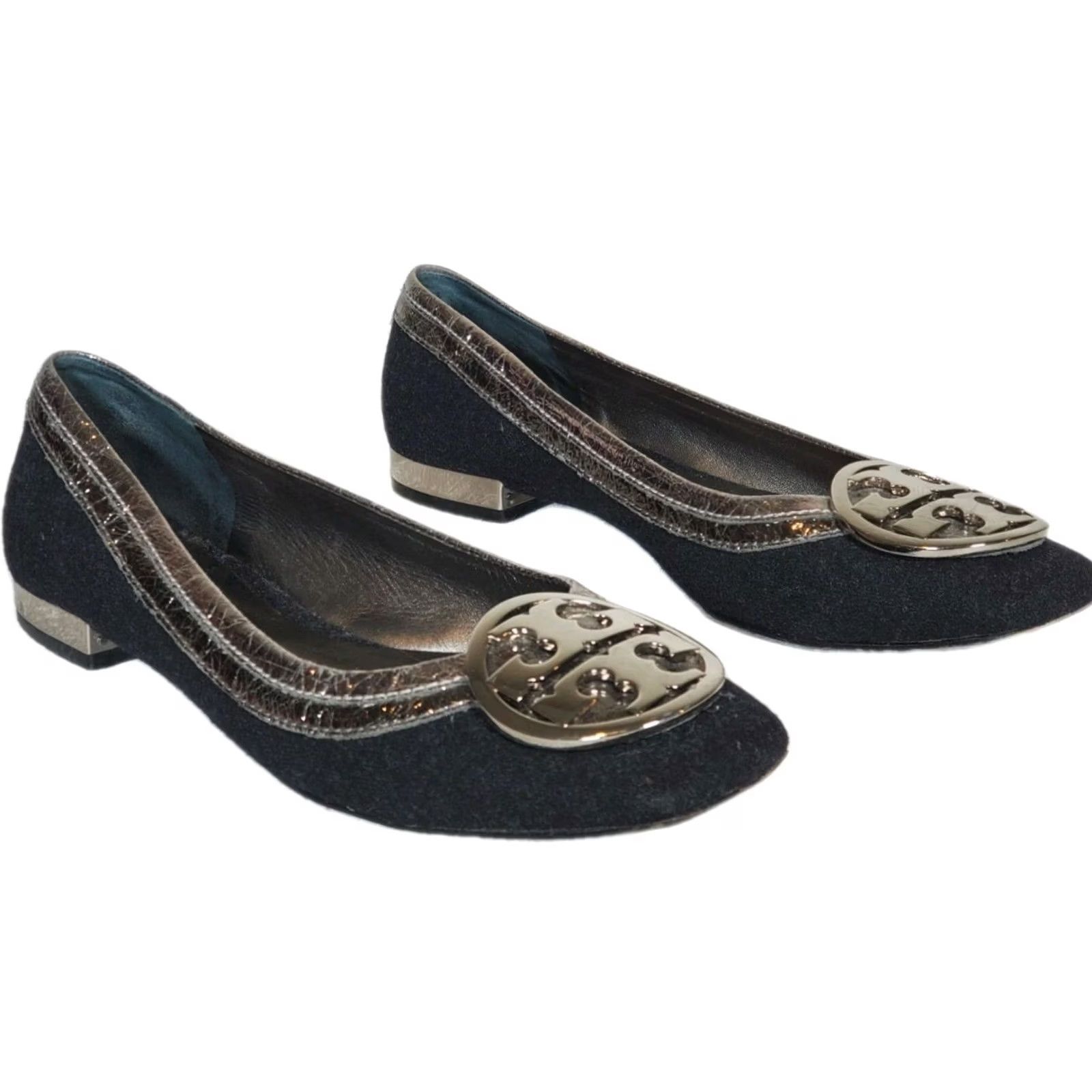 Tory Burch Tory Burch Gerritt Flannel Flats Dark Gray / Dark Pewter Women's US 7 M Size US 7 / IT 37 - 2 Thumbnail