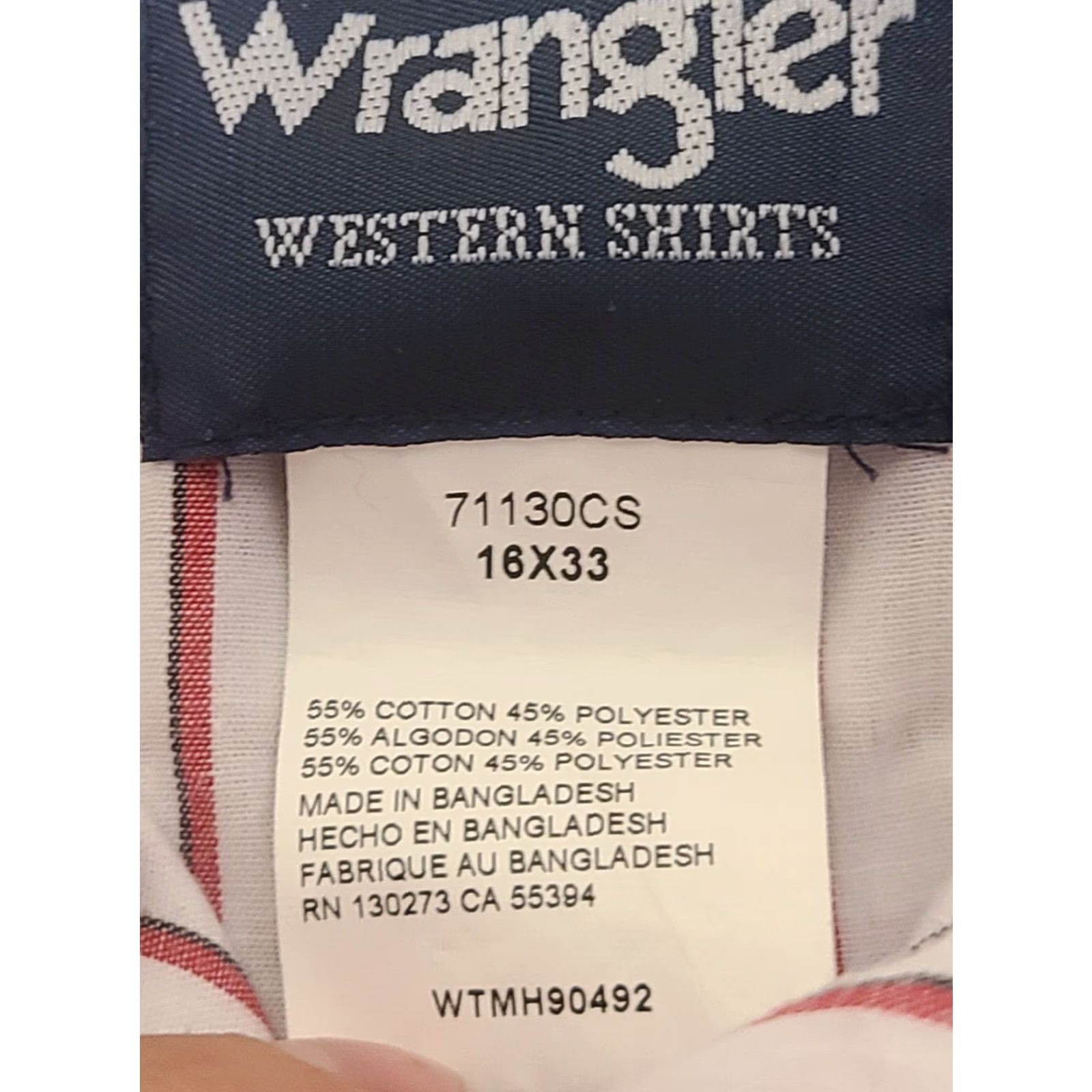 Wrangler Wrangler Shirt Men 16 Red White Striped Pearl Snap Long Sleeve Casual Workwear Pocket All Seasons Size US L / EU 52-54 / 3 - 4 Thumbnail