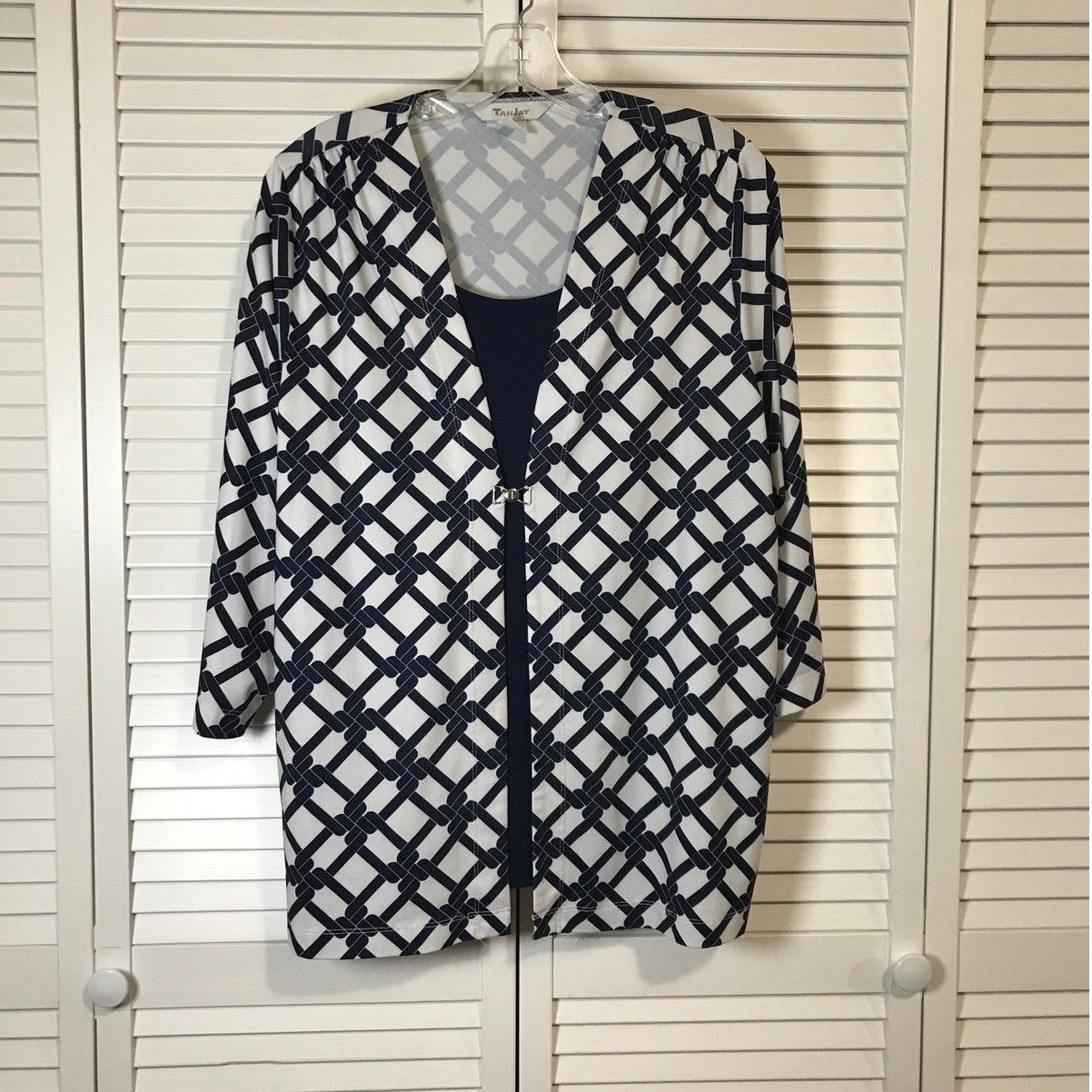 Other Tan Jay Geometric V-neck Long Sleeve Tunic Blouse L Size L / US 10 / IT 46 - 1 Thumbnail