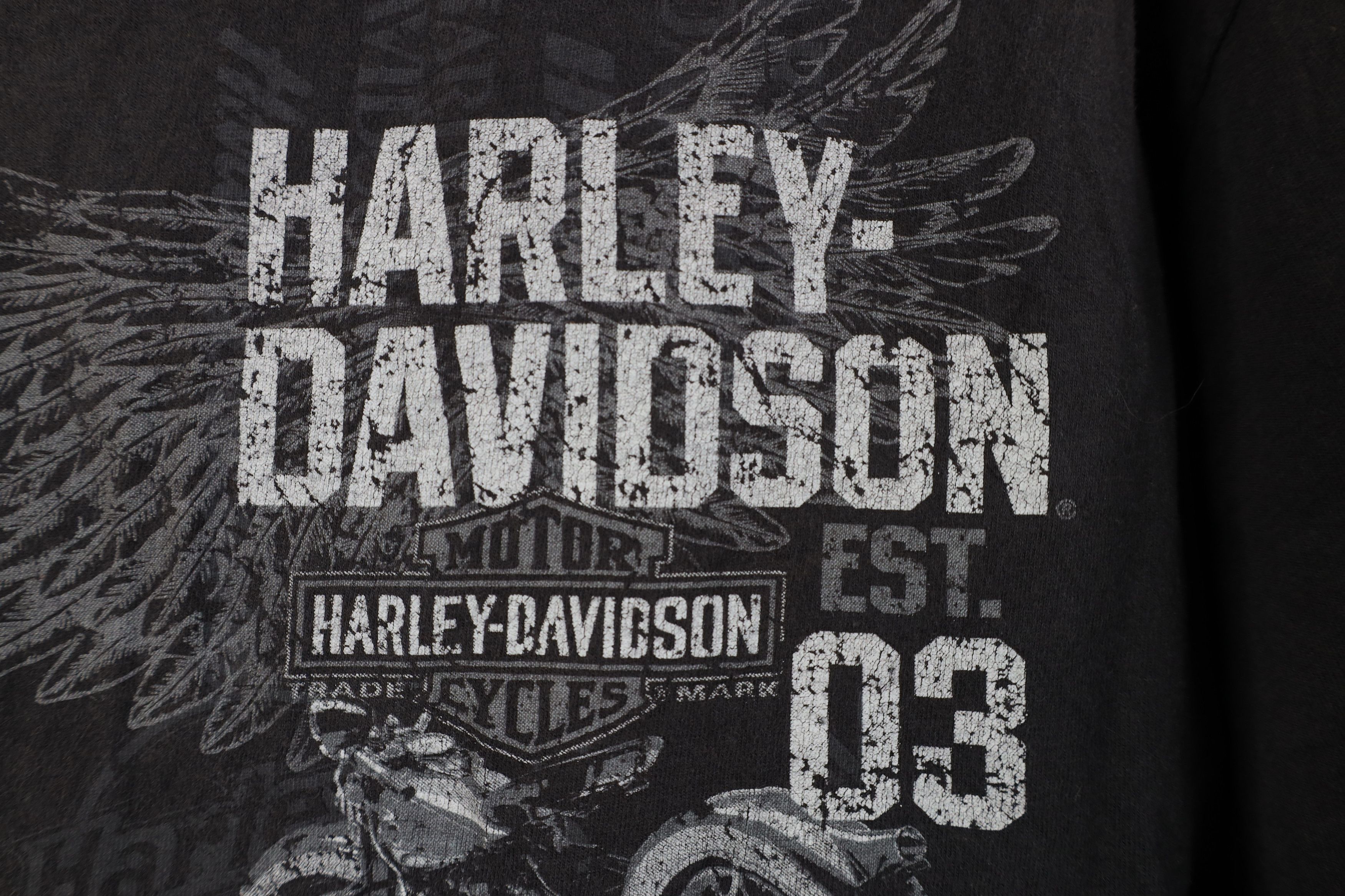 Harley Davidson Vintage Y2K Harley Davidson Eagle Wings Skull T-Shirt Black Size US L / EU 52-54 / 3 - 5 Thumbnail