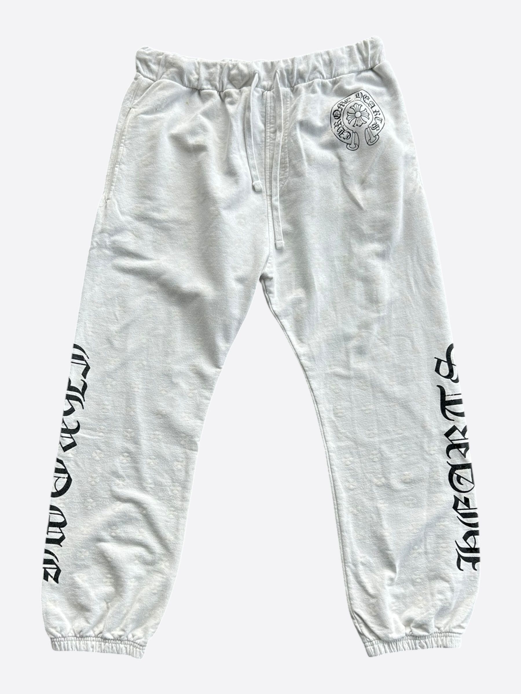 Chrome Hearts White & Black Horseshoe Logo Cross Jacquard Sweatpants Size US 34 / EU 50 - 1 Thumbnail